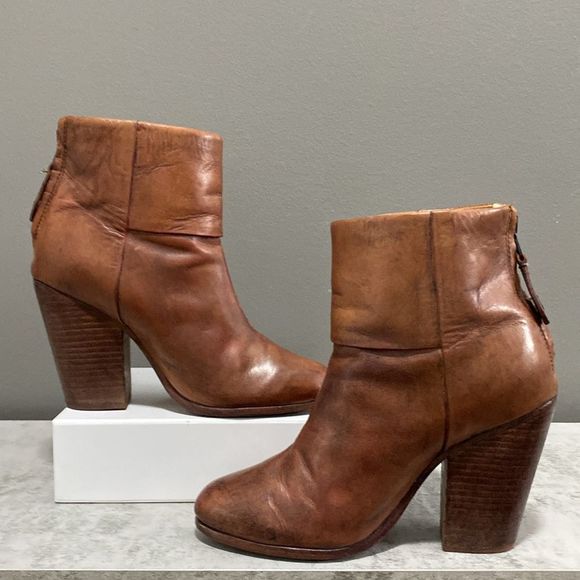 RAG & BONE Brown/Tan Leather Lasercut Accents Ankle Boot/Booties Size 6.5 - Picture 2 of 15